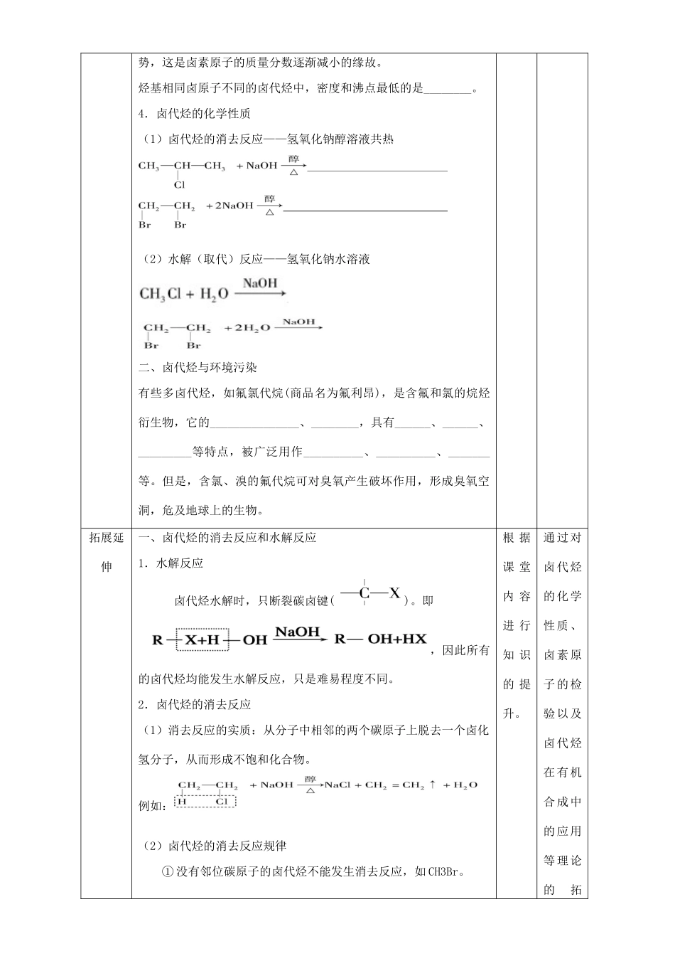 北京市高二化学 2.3.2 卤代烃 卤代烃的性质与应用教学设计-人教版高二全册化学教案_第3页