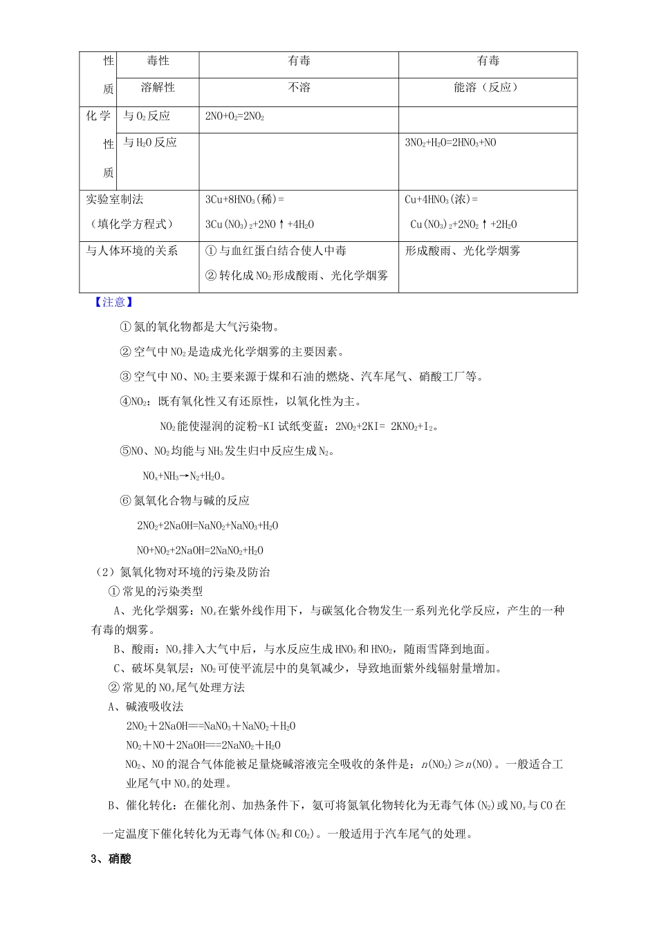 北京市高三化学一轮复习 4.4 氮的氧化物和硝酸教学设计-人教版高三全册化学教案_第2页