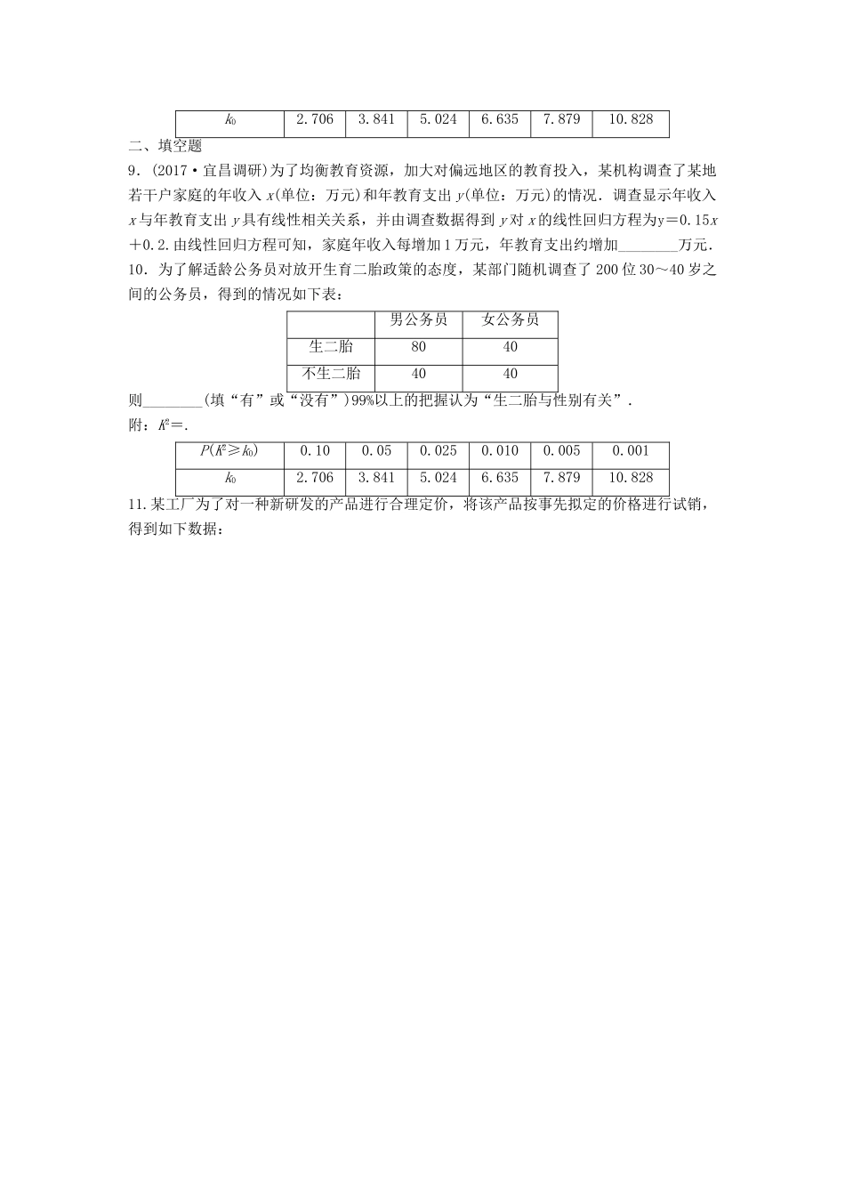 高三数学 第73练 变量间的相关关系及统计案例练习-人教版高三全册数学试题_第3页
