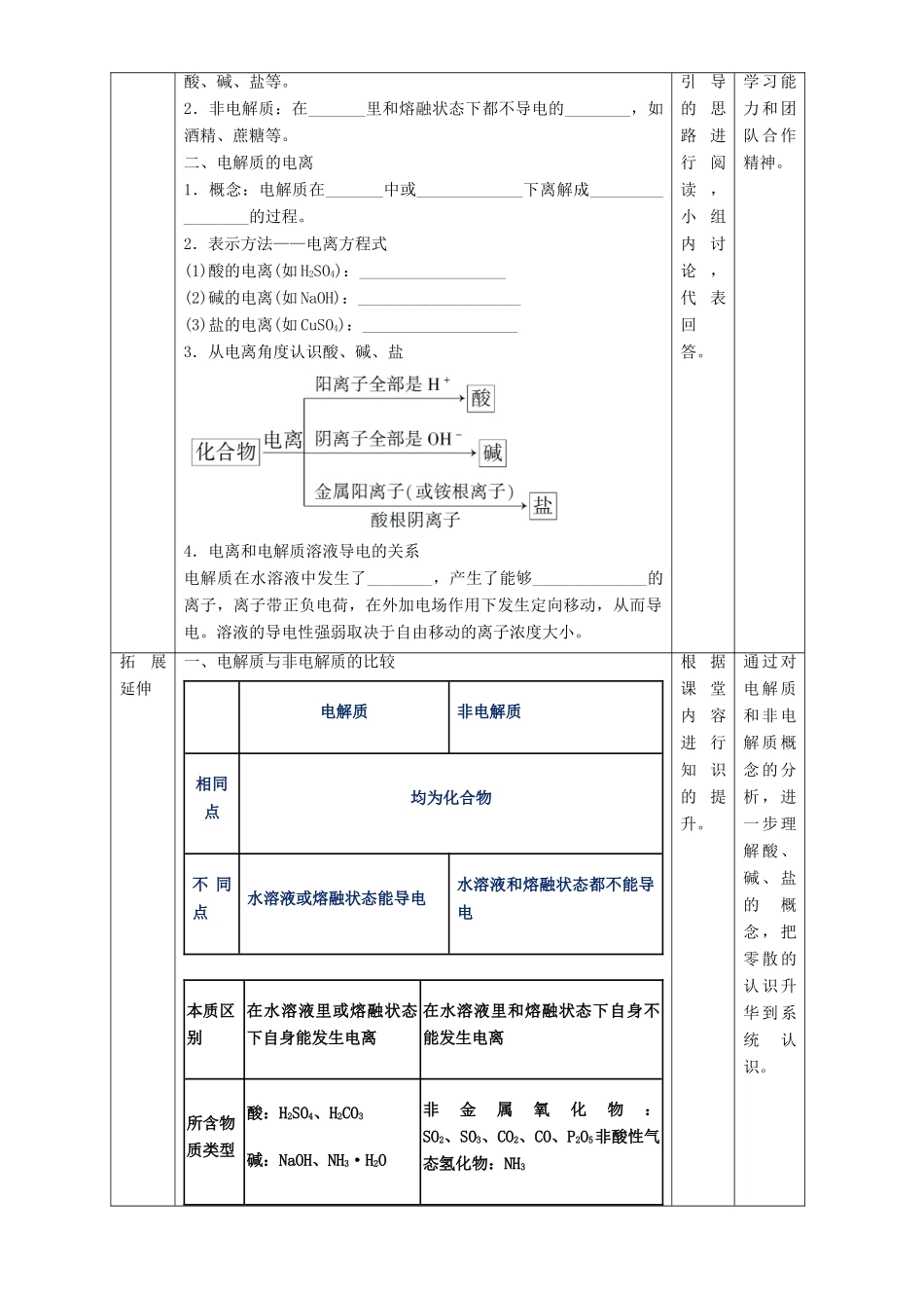 北京市高一化学 2.2.1 酸、碱、盐在水溶液中的电离教学设计-人教版高一全册化学教案_第2页