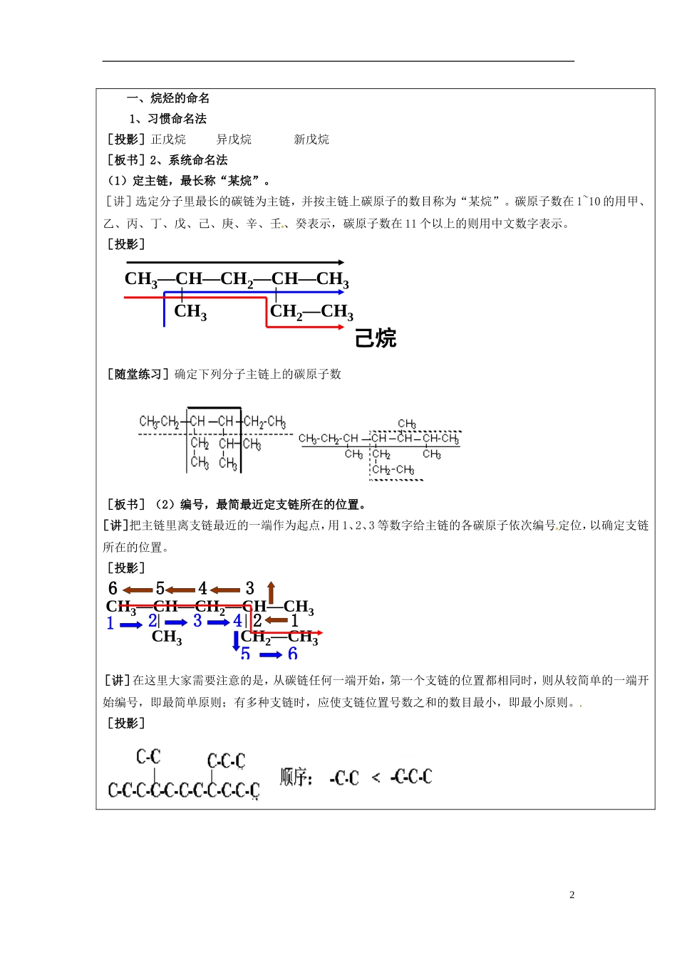 北京市房山区实验中学高中化学《1.3 有机化合物的命名》教案2 新人教版选修5_第2页