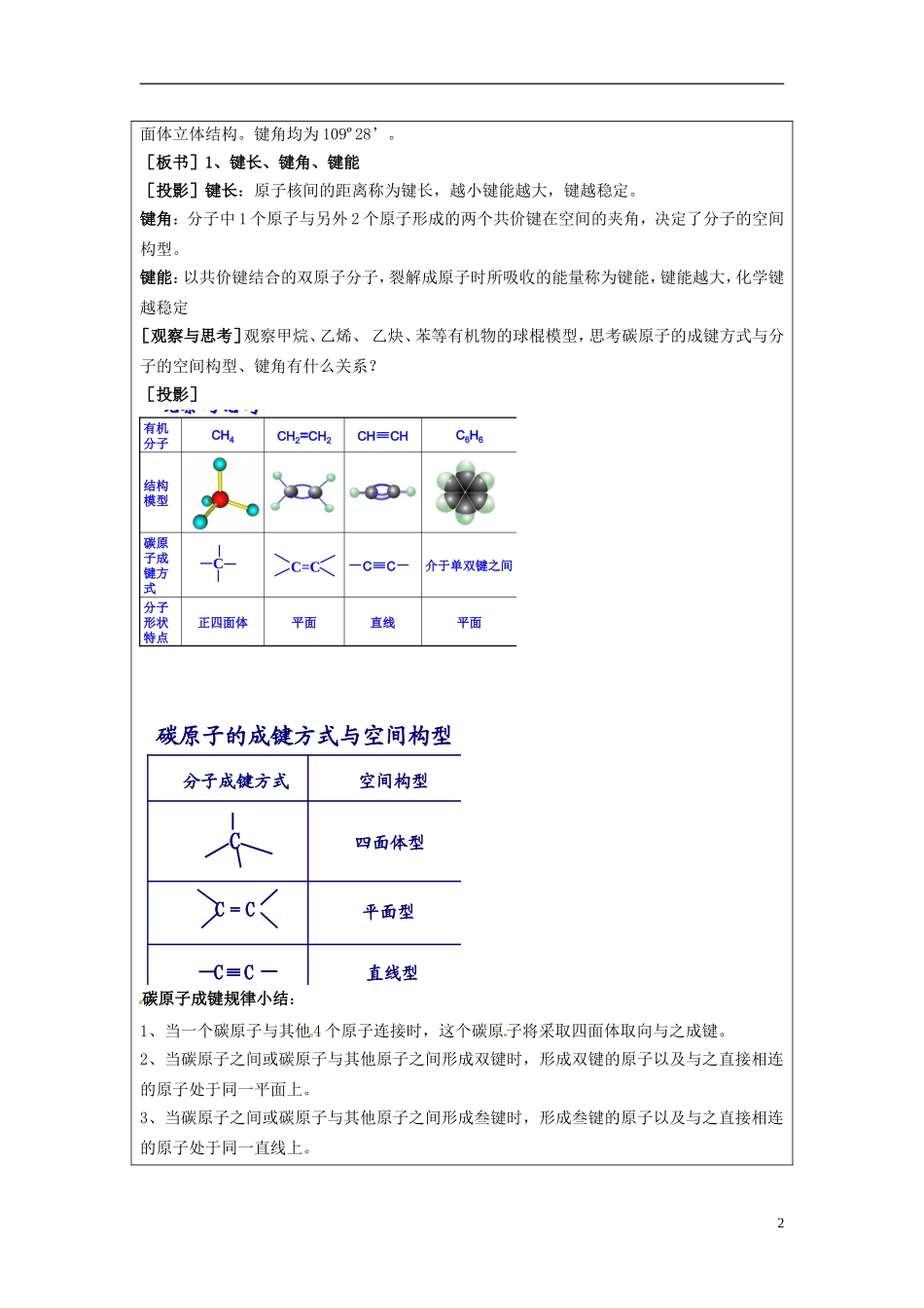 北京市房山区实验中学高中化学《1.2 有机化合物的结构特点》教学设计 新人教版选修5_第2页
