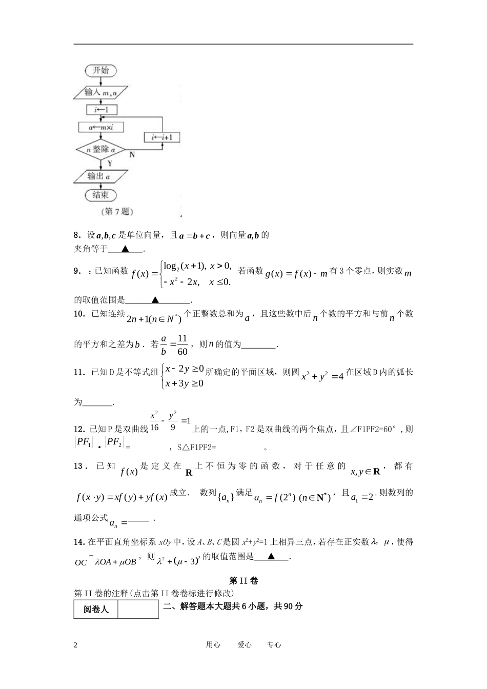 高三数学 模拟试卷重组 苏教版_第2页