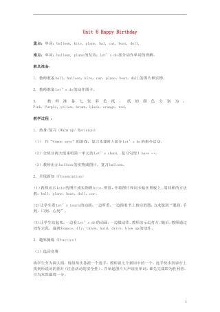 三年级英语上册 Unit6(13)教案 人教版PEP