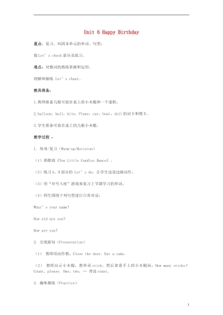 三年级英语上册 Unit6(12)教案 人教版PEP