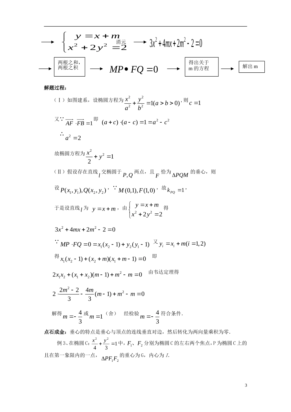 高三数学 圆锥曲线中的四心知识点分析 大纲人教版_第3页