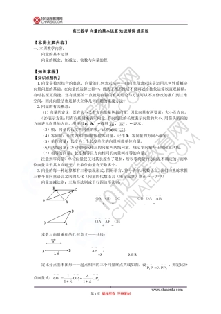 高三数学 向量的基本运算 知识精讲 通用版