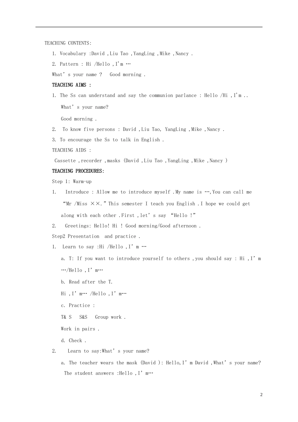 三年级英语上册 Unit1教案 苏教牛津版_第2页