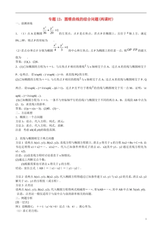 高三数学 专题12 圆锥曲线的综合问题练习-人教版高三全册数学试题