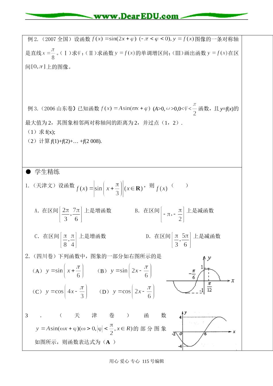 高三数学 三角函数图像和性质（一）_第2页