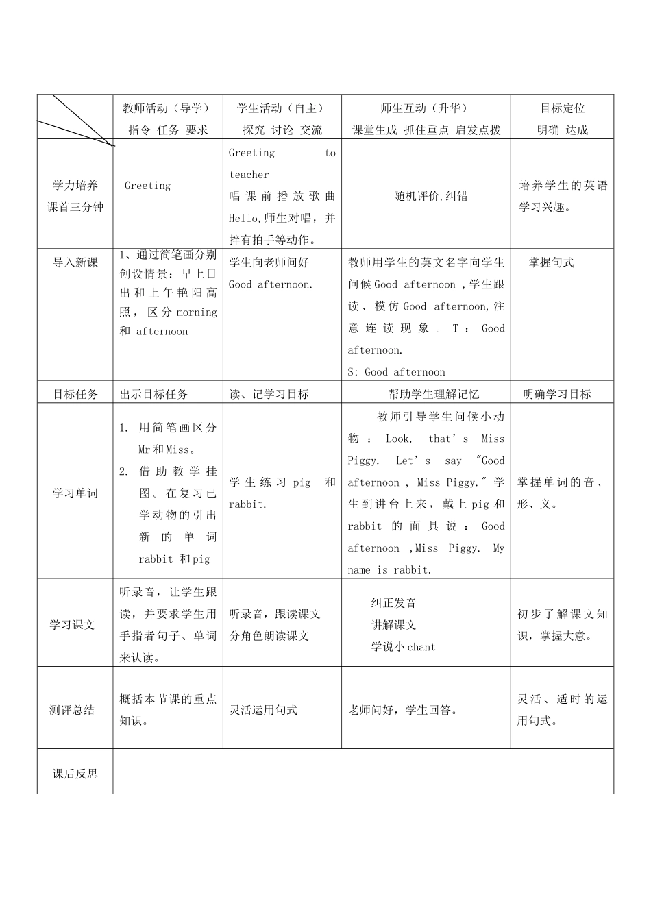三年级英语上册 Unit1 Hello. Lesson4教案 人教新版-人教版小学三年级上册英语教案_第2页