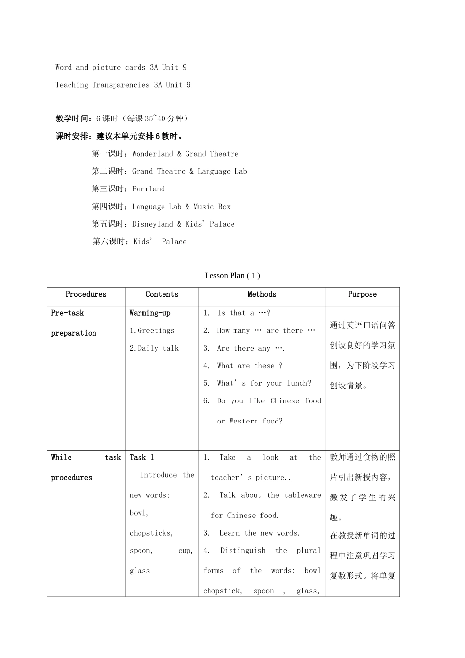 三年级英语上册 Unit 9 Period 1-2教案 上海新世纪版_第3页