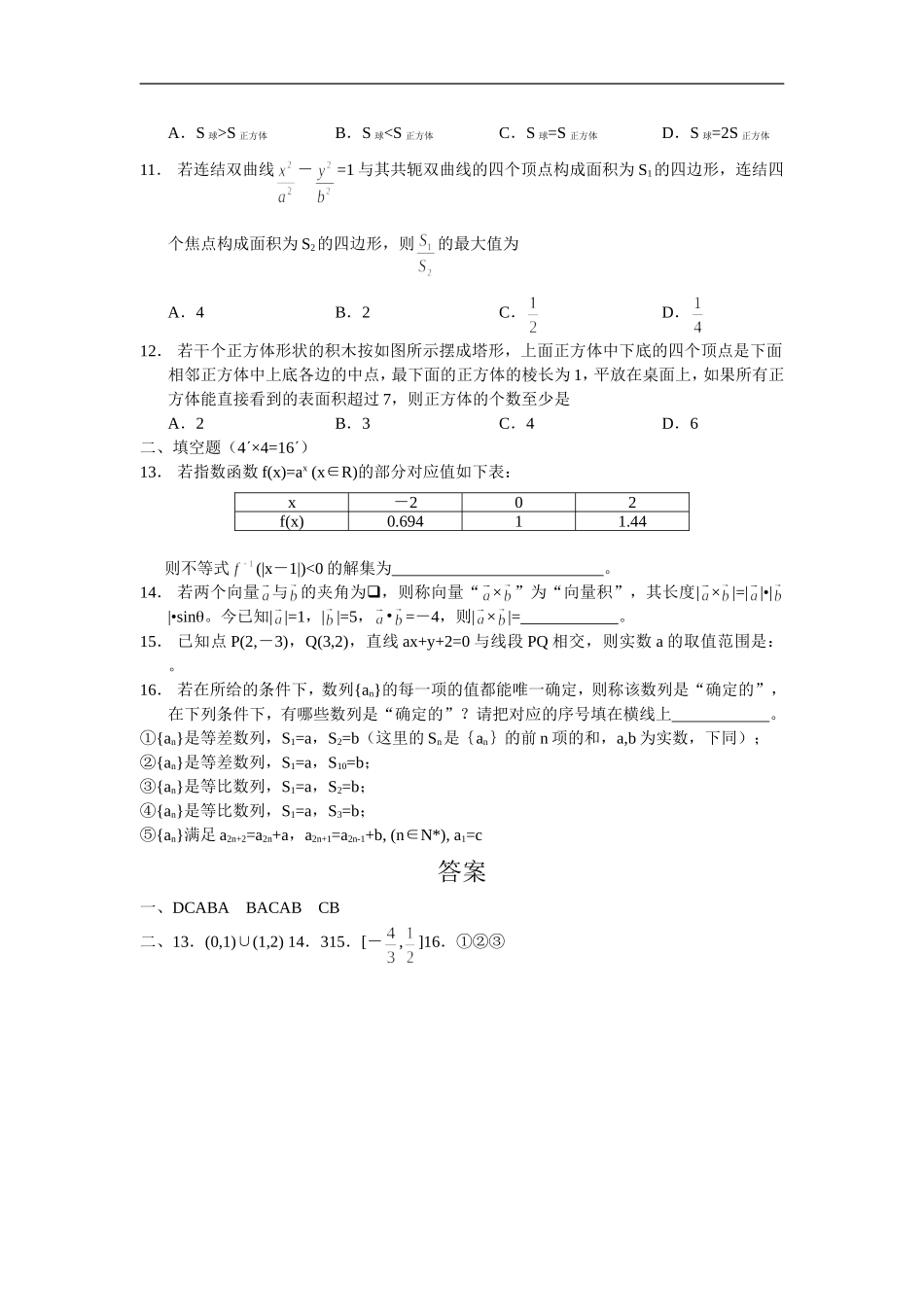 高三数基础知识小题训练32（含答案）_第2页