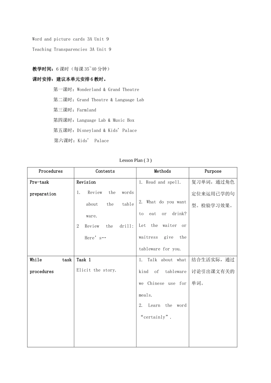 三年级英语上册 Unit 9 Period 3-6教案 上海新世纪版_第3页