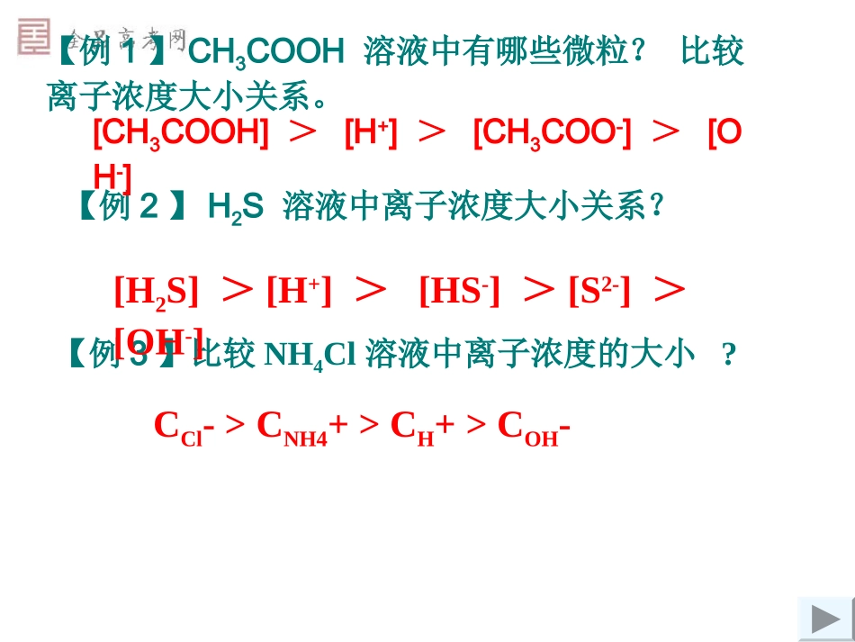 高三化学离子浓度大小比较课件_第2页