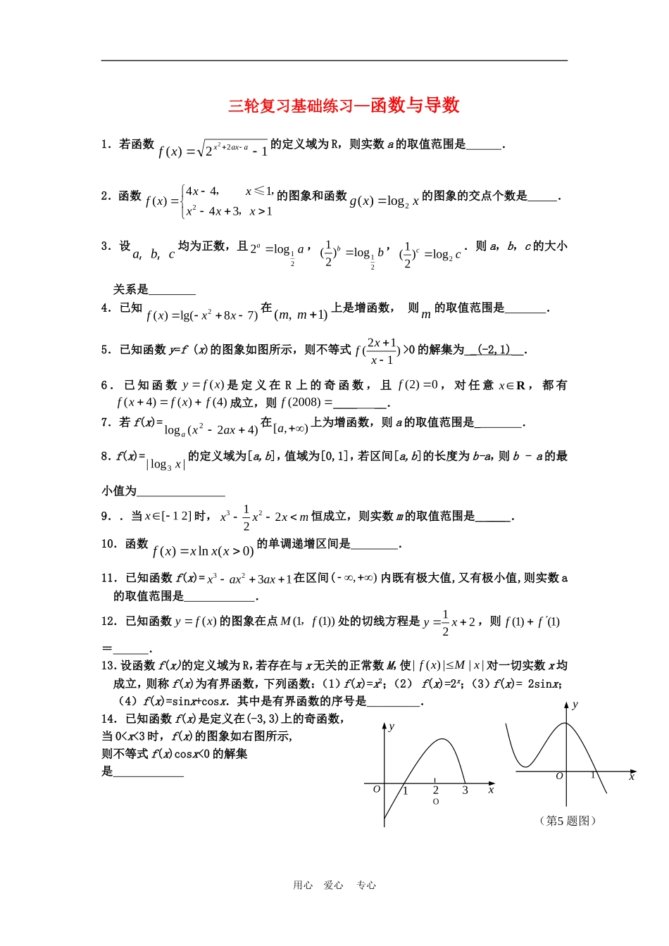 高三三轮复习基础练习--函数与导数_第1页