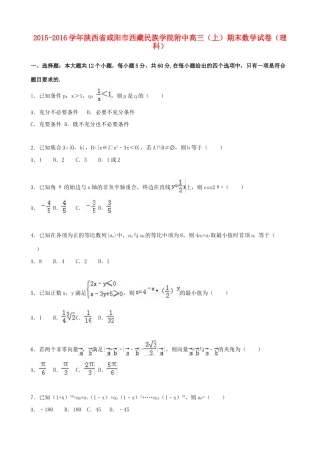 附中高三数学上学期期末试卷 理（含解析）-人教版高三全册数学试题