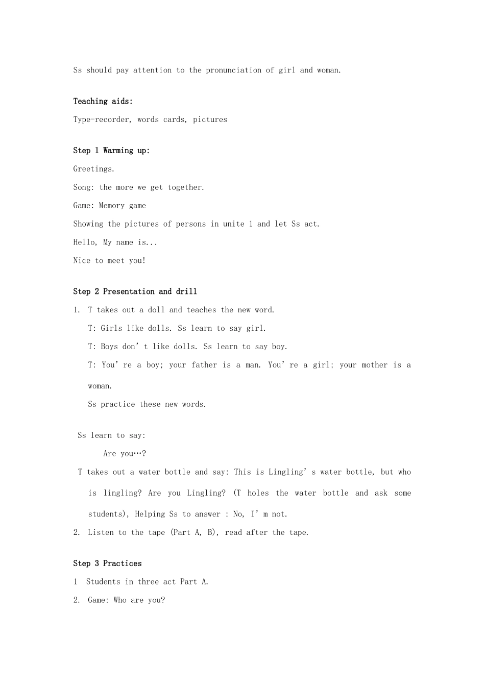 三年级英语上册 Unit 4 Are you Lingling教案3 湘少版-湘少版小学三年级上册英语教案_第2页