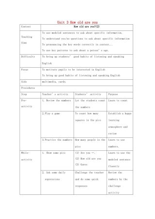 三年级英语上册 Unit 3 How old are you教案 沪教牛津版-沪教牛津版小学三年级上册英语教案