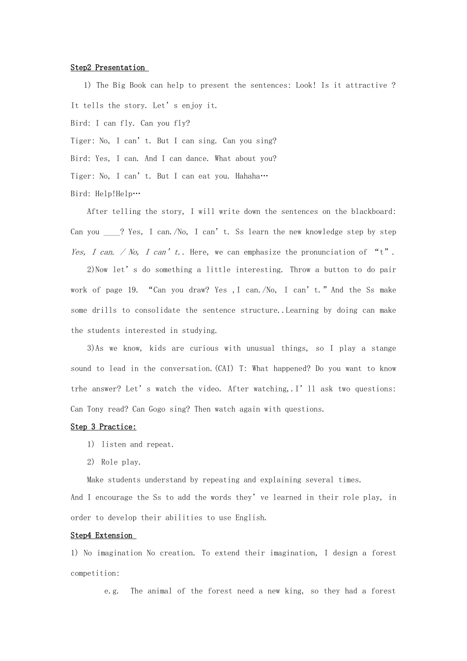 三年级英语上册 Unit 3 Can you sing说课稿教案 广东版开心-广东版小学三年级上册英语教案_第3页