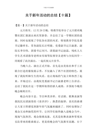 关于新年活动的总结