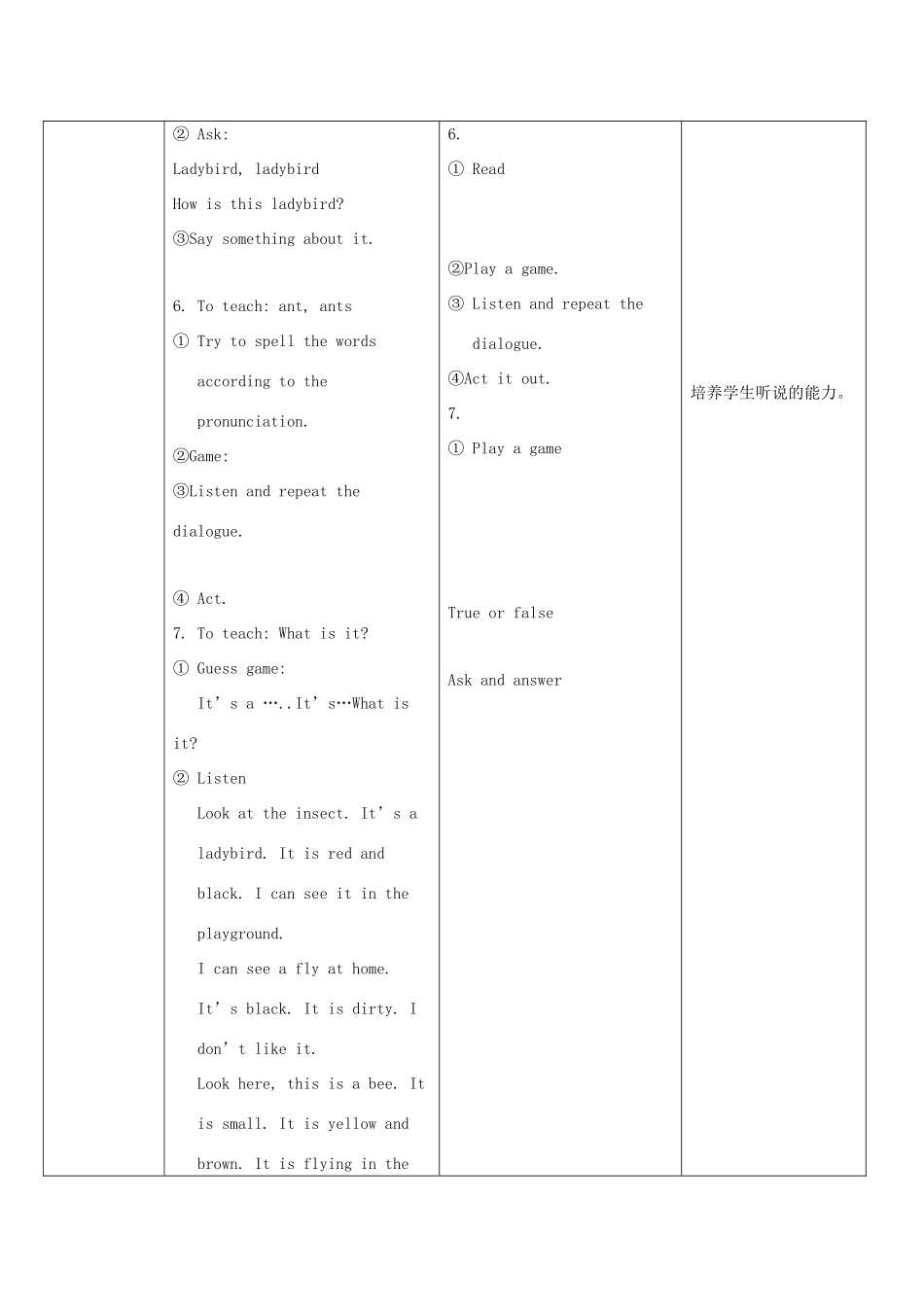 三年级英语上册 Unit 1 Insects教案 沪教牛津版-沪教牛津版小学三年级上册英语教案_第3页