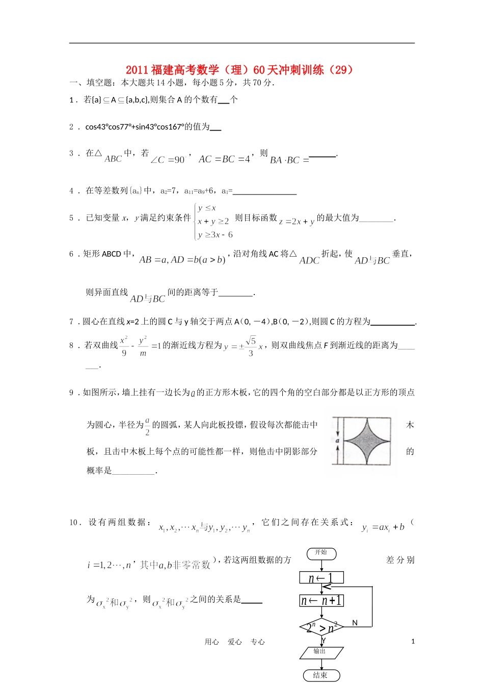 福建省高考数学60天冲刺训练（29）理_第1页
