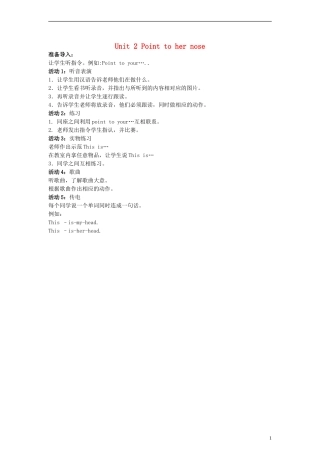三年级英语上册 Module 10 Unit2 Point to her nose教案 （新版）外研版