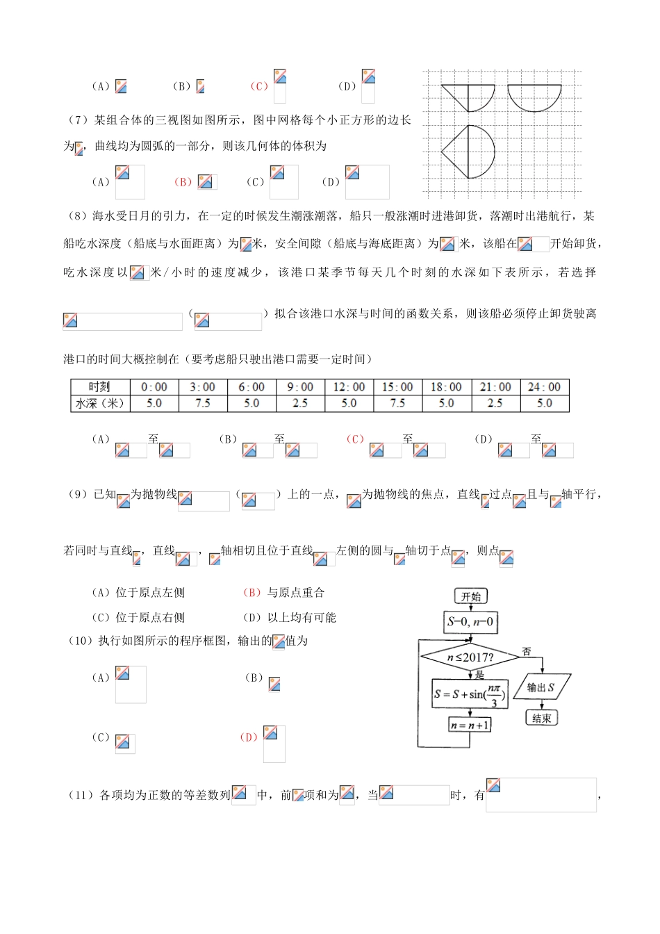福建省泉州市高考数学考前适应性模拟卷（三）理-人教版高三全册数学试题_第2页