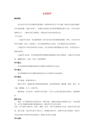 三年级科学下册《认识岩石》教案1 青岛版