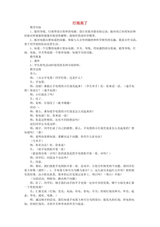 三年级科学下册《灯泡亮了》教学实录 青岛版