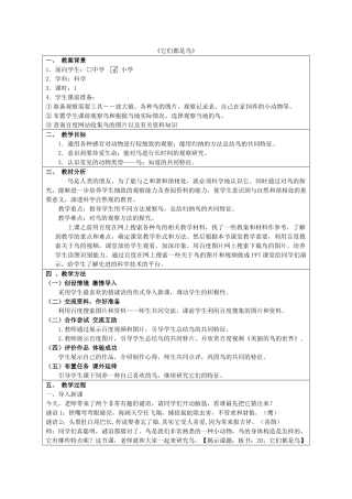 三年级科学下册《它们都是鸟》教案3 青岛版