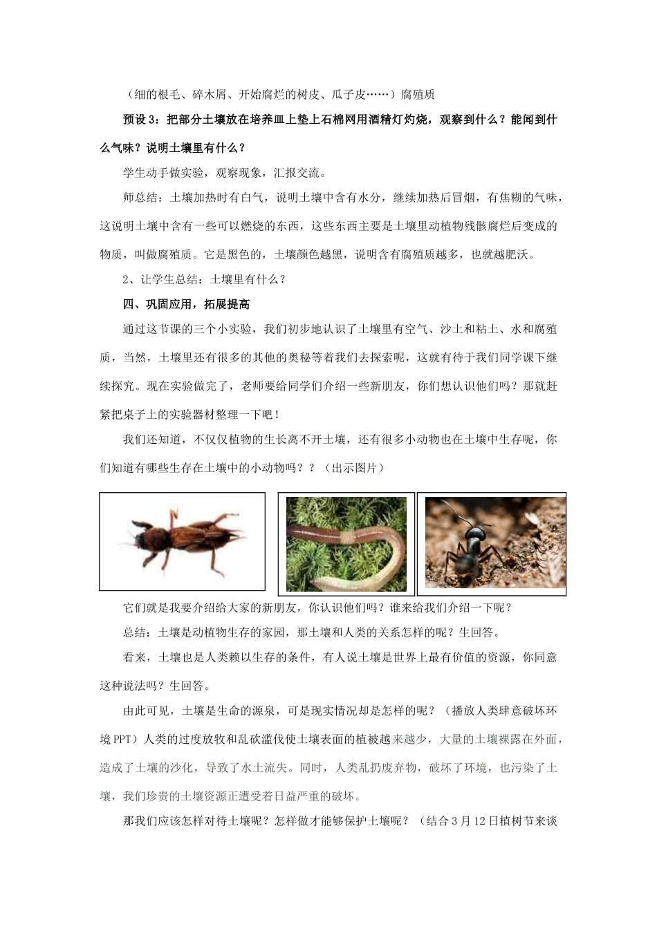 三年级科学下册《土壤里有什么》教案 青岛版_第3页