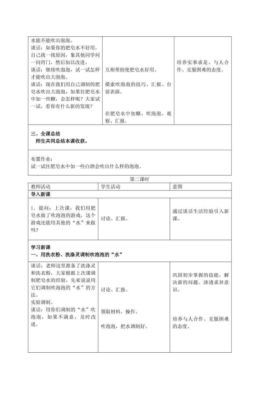 三年级科学下册 肥皂和肥皂泡教案 首师大版_第2页