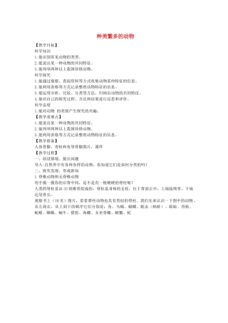 三年级科学下册 第1单元 生物资源 4 种类繁多的动物教案 冀人版-人教版小学三年级下册自然科学教案