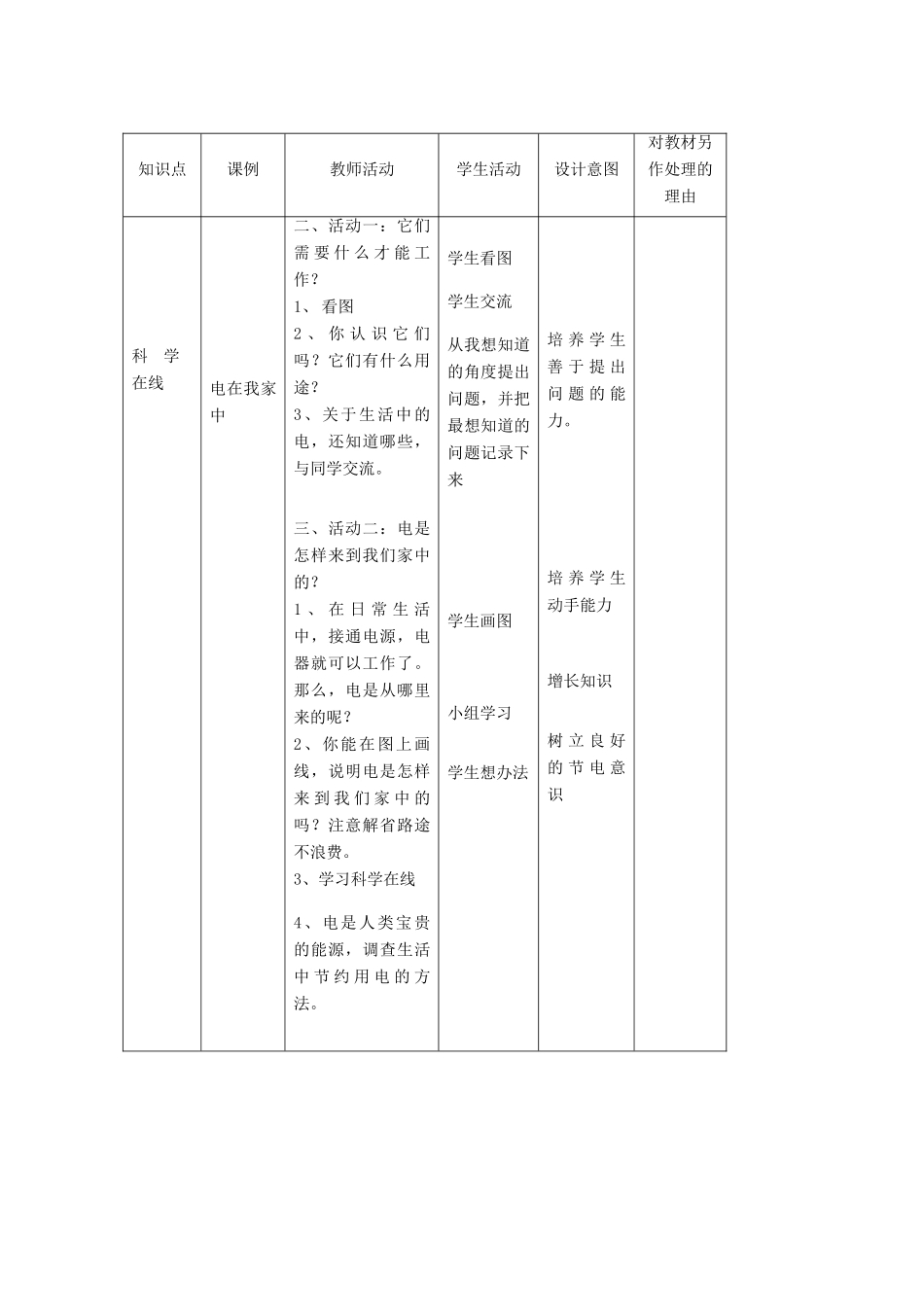 三年级科学下册 第11课《电在我家中》教案 冀教版-冀教版小学三年级下册自然科学教案_第2页
