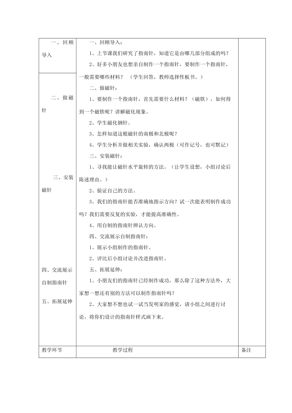 三年级科学下册 4.7《做一个指南针》教案1 教科版-教科版小学三年级下册自然科学教案_第2页