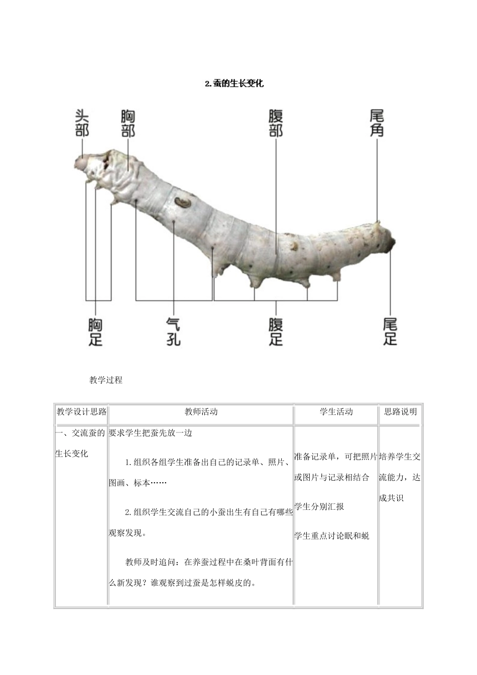 三年级科学下册 2.2《蚕的生长变化》教案 教科版-教科版小学三年级下册自然科学教案_第3页