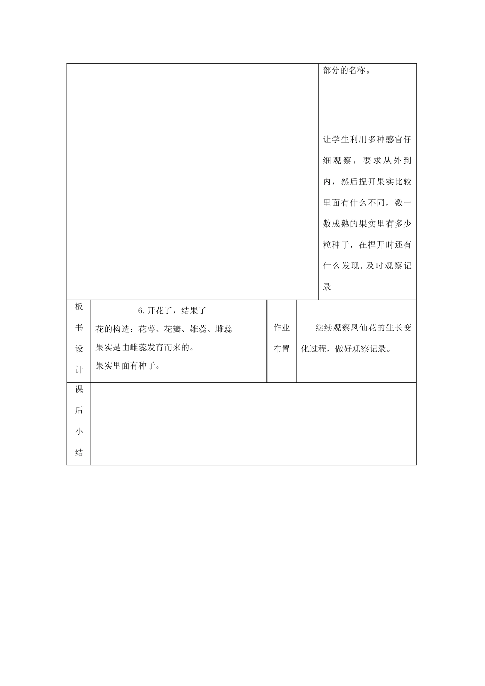 三年级科学下册 1.6《开花了，结果了》教案 教科版-教科版小学三年级下册自然科学教案_第3页