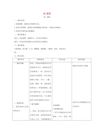 三年级科学上册 第六单元 人与大地 16 岩石第一课时教案 首师大版-首师大版小学三年级上册自然科学教案