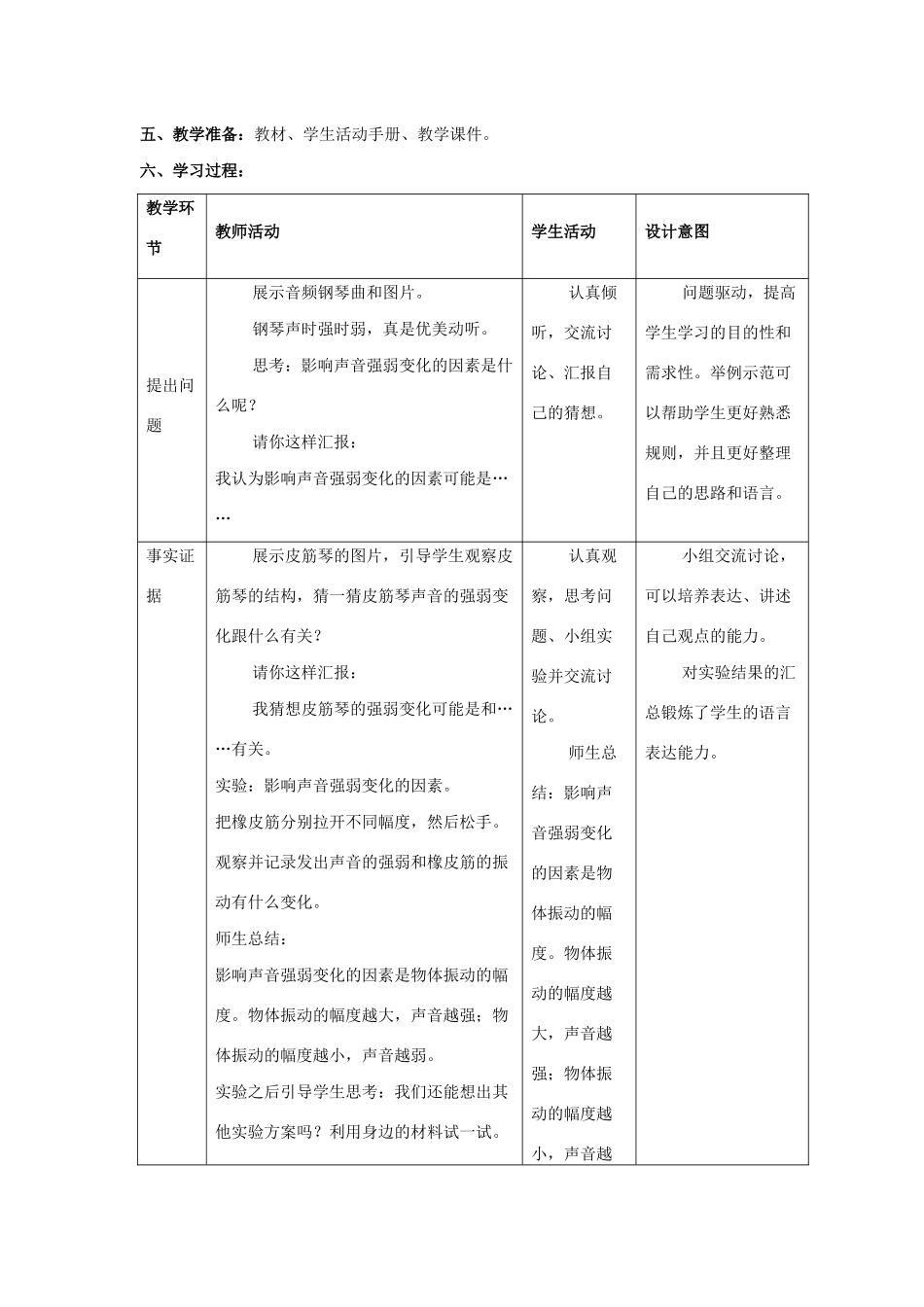 三年级科学上册 第五单元 奇妙的声音 4 《声音的强弱变化》教学设计 大象版-大象版小学三年级上册自然科学教案_第2页