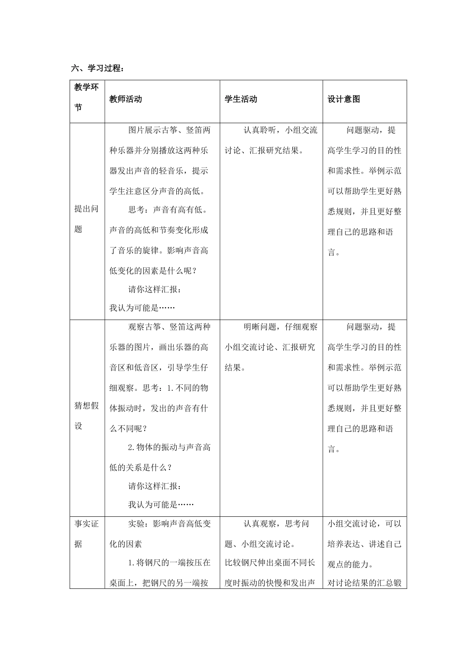 三年级科学上册 第五单元 奇妙的声音 3 《声音的高低变化》教学设计 大象版-大象版小学三年级上册自然科学教案_第2页