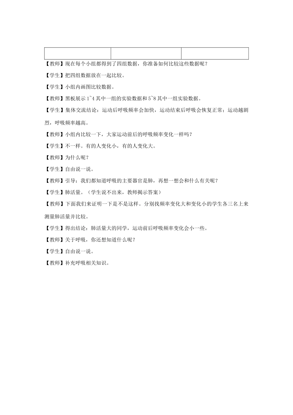 三年级科学上册 第五单元 人的呼吸和消化 17 运动和呼吸教案（新版）苏教版-（新版）苏教版小学三年级上册自然科学教案_第2页