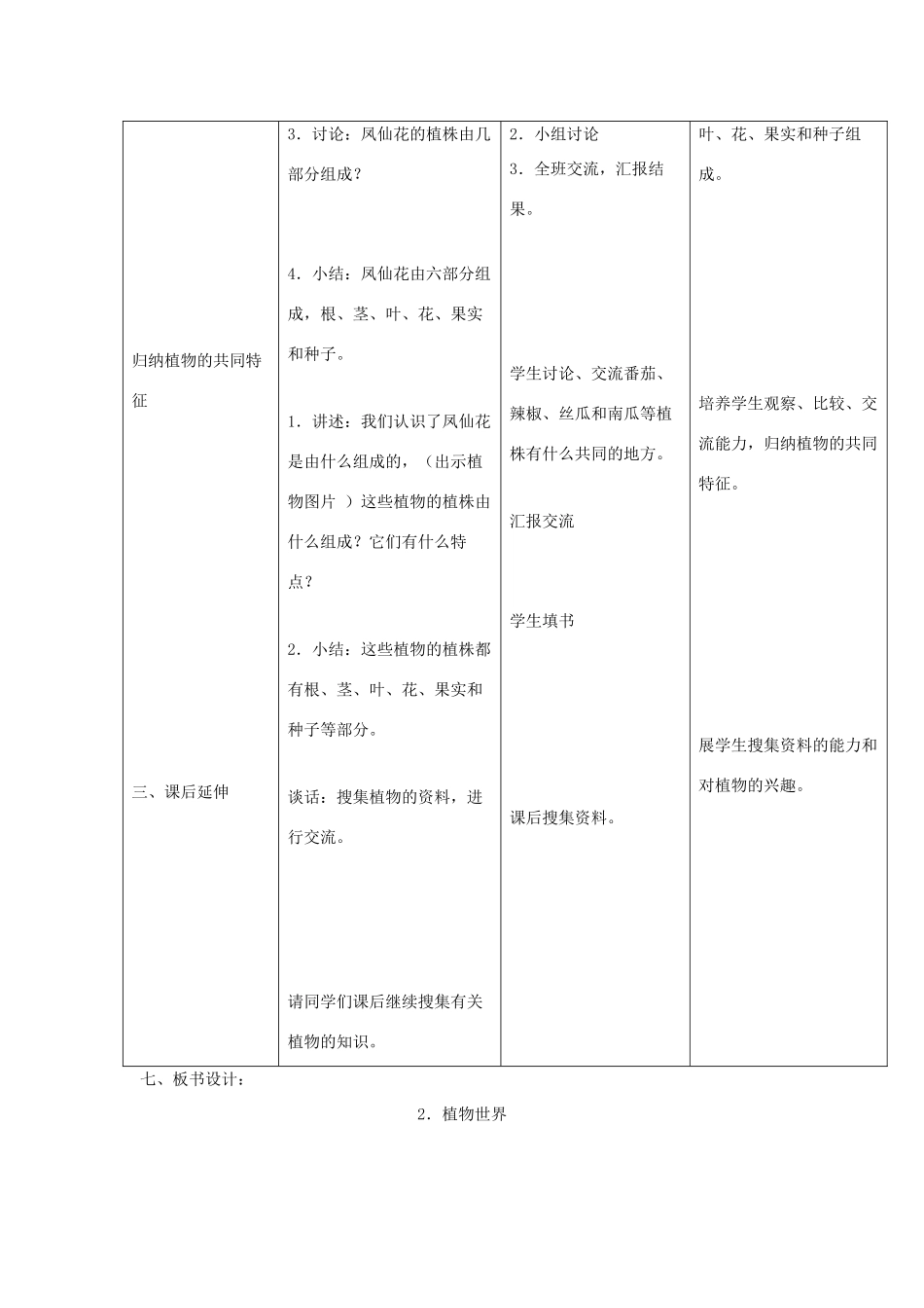 三年级科学上册 第二单元 人与植物 2 植物世界第二课时教案 首师大版-首师大版小学三年级上册自然科学教案_第2页