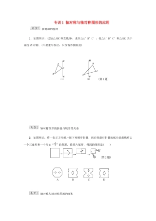 甘肃省秦安县高考数学一轮复习 专训1 轴对称与轴对称图形的应用-人教版高三全册数学试题