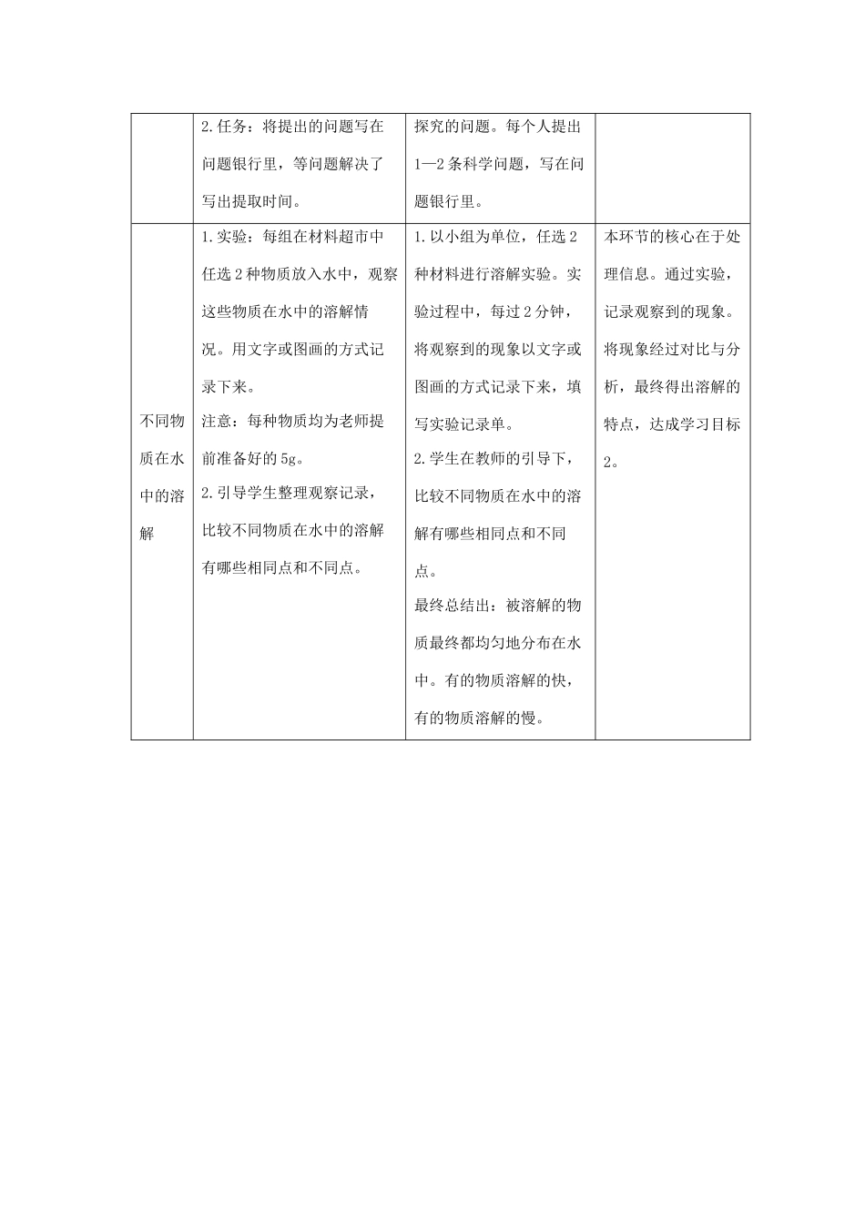 三年级科学上册 第三单元 溶解的秘密 1 不一样的溶解教学设计 大象版-大象版小学三年级上册自然科学教案_第3页