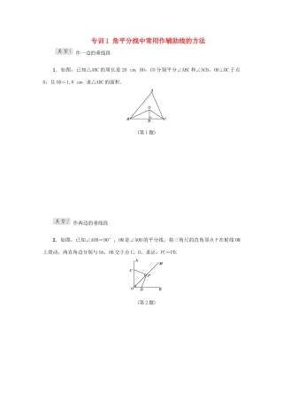甘肃省秦安县高考数学一轮复习 专训1 角平分线中常用作辅助线的方法-人教版高三全册数学试题