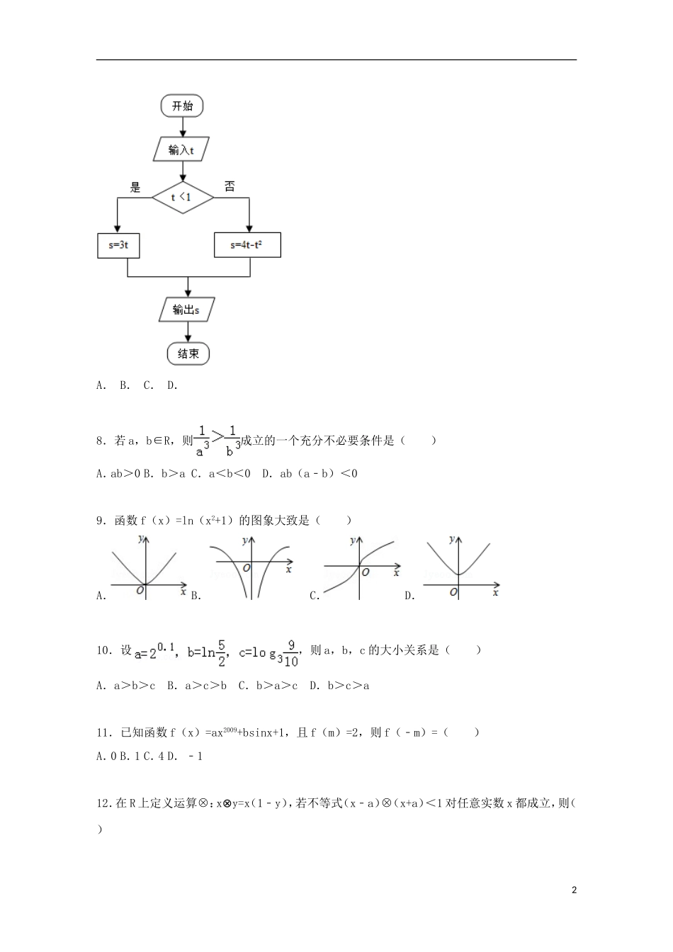 甘肃省天水市蓓蕾复读部高三数学上学期第一次月考试题 文（含解析）-人教版高三全册数学试题_第2页