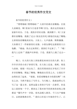 春节的优秀作文范文