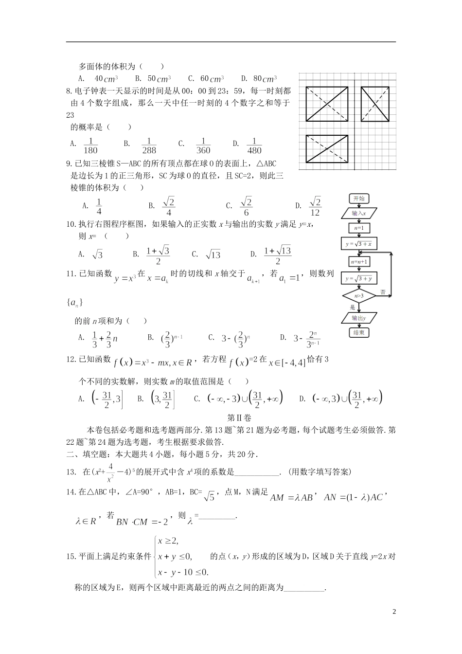 甘肃省兰州一中高三数学冲刺模拟试题 理-人教版高三全册数学试题_第2页